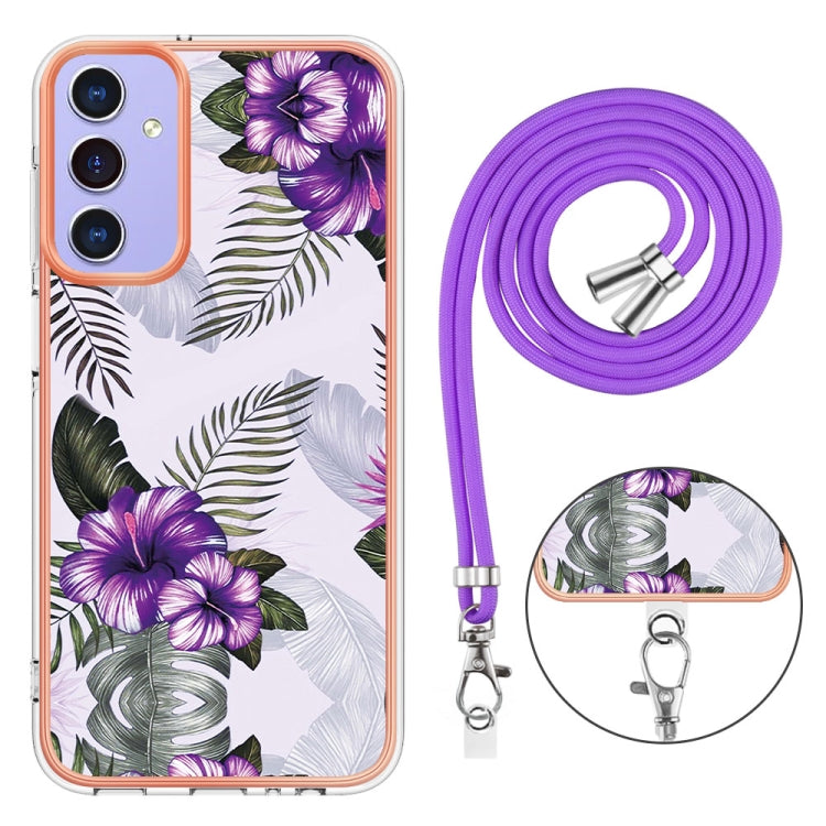 For Samsung Galaxy A16 5G Electroplating Pattern IMD TPU Shockproof Case with Neck Lanyard