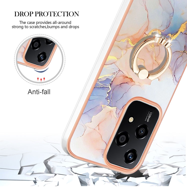 For Honor 200 Lite Global Electroplating Pattern IMD TPU Shockproof Case with Rhinestone Ring Holder