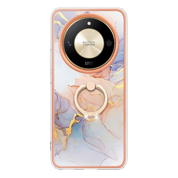 For Honor X9b Electroplating Pattern IMD TPU Shockproof Case with Rhinestone Ring Holder