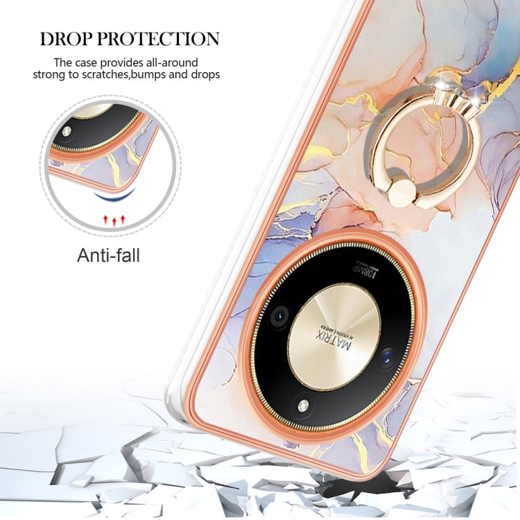 For Honor X9b Electroplating Pattern IMD TPU Shockproof Case with Rhinestone Ring Holder
