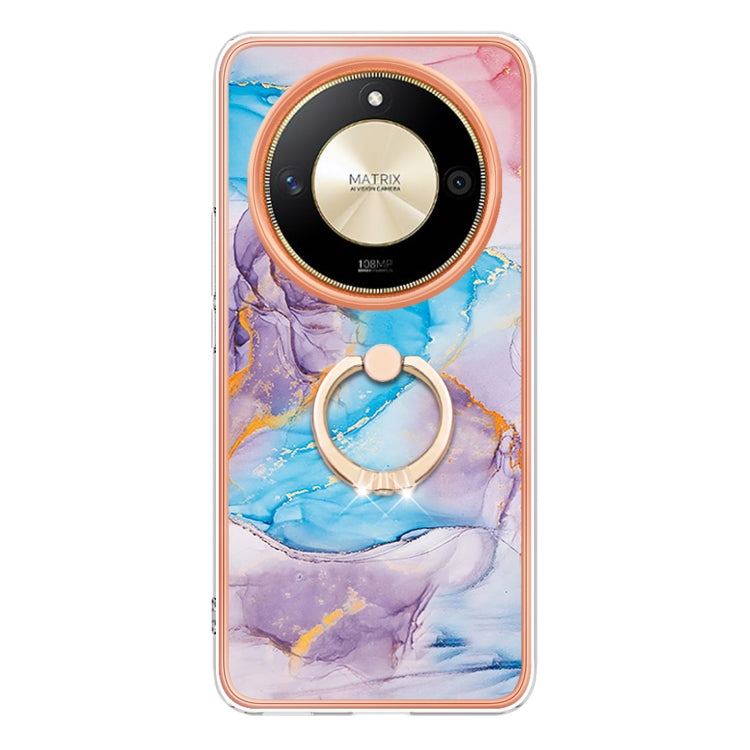 For Honor X9b Electroplating Pattern IMD TPU Shockproof Case with Rhinestone Ring Holder