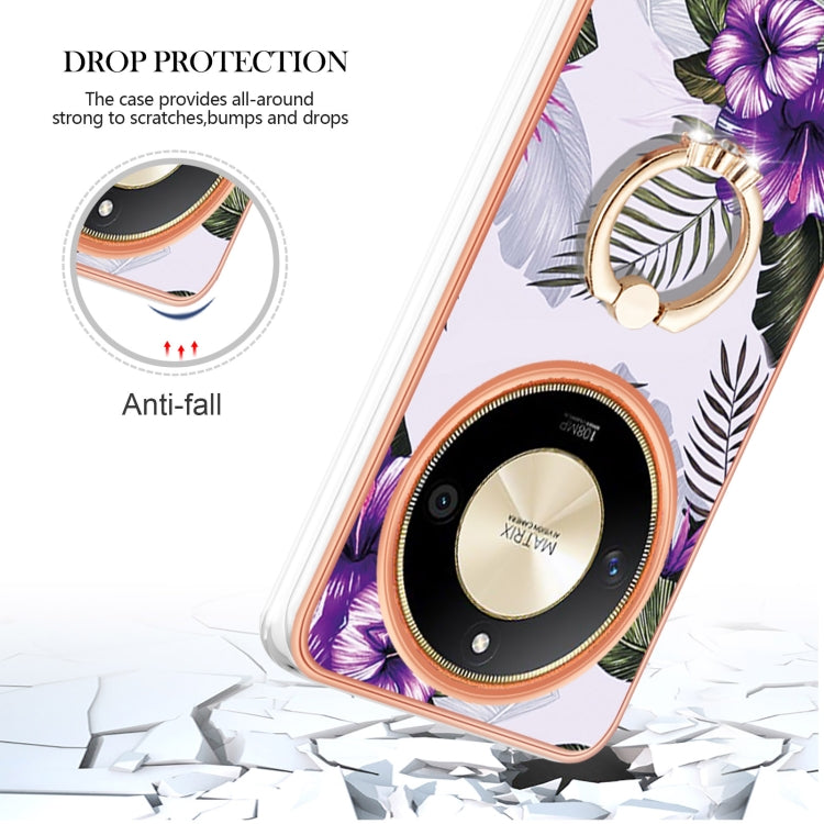 For Honor X9b Electroplating Pattern IMD TPU Shockproof Case with Rhinestone Ring Holder