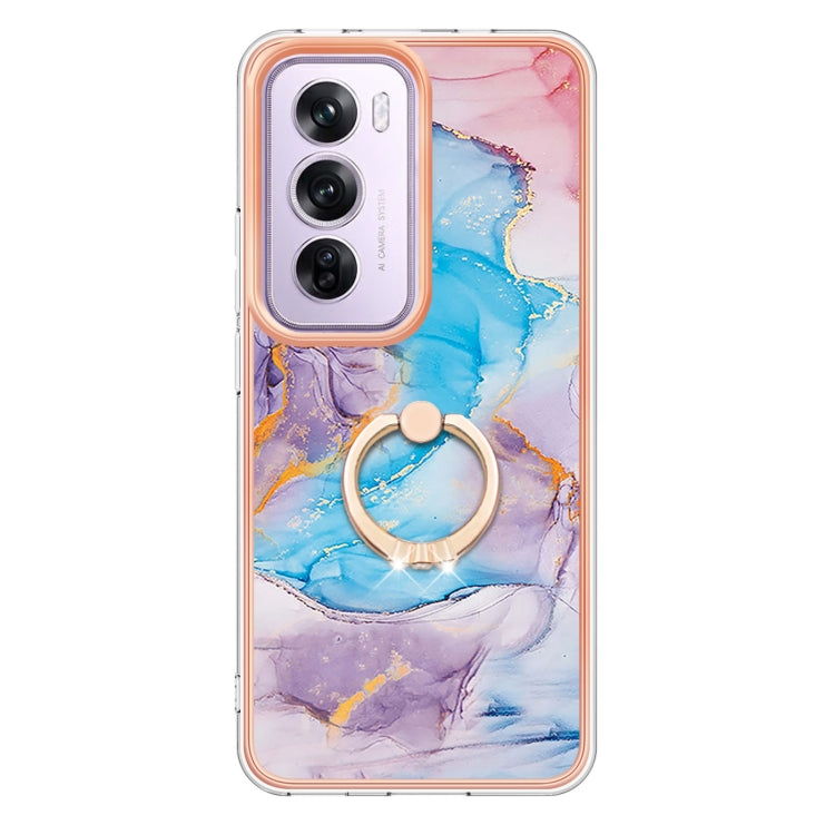 For OPPO Reno12 Pro Global Electroplating Pattern IMD TPU Shockproof Case with Rhinestone Ring Holder