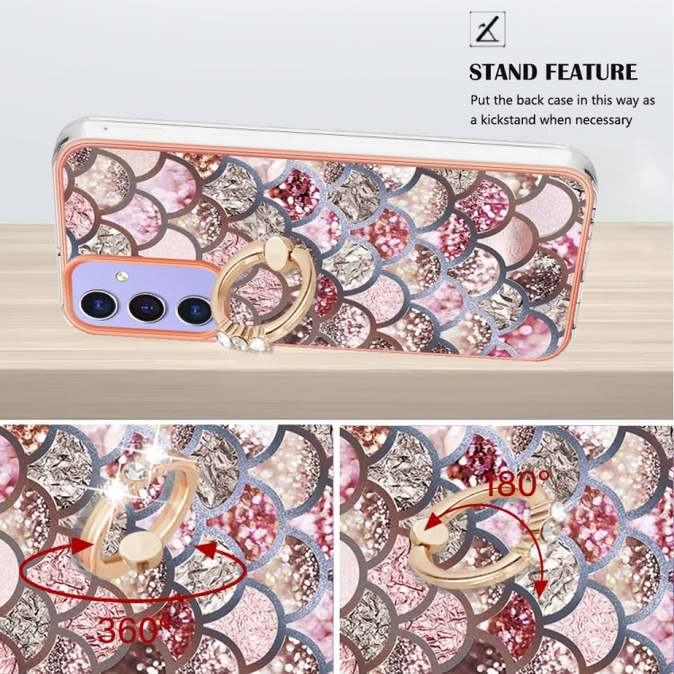For Samsung Galaxy A16 5G Electroplating Pattern IMD TPU Shockproof Case with Rhinestone Ring Holder