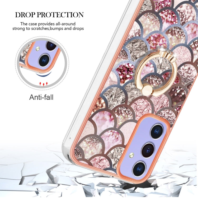 For Samsung Galaxy A16 5G Electroplating Pattern IMD TPU Shockproof Case with Rhinestone Ring Holder