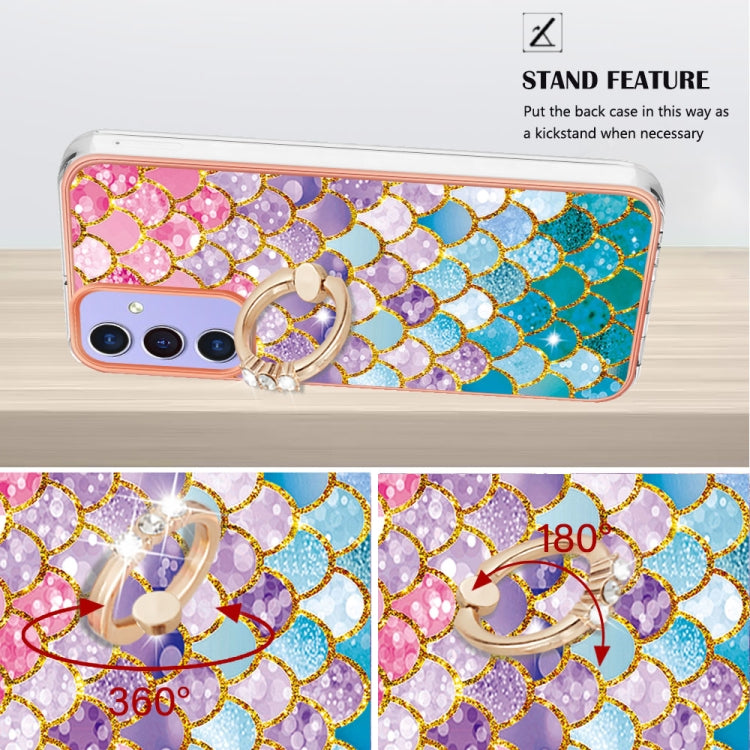 For Samsung Galaxy A16 5G Electroplating Pattern IMD TPU Shockproof Case with Rhinestone Ring Holder