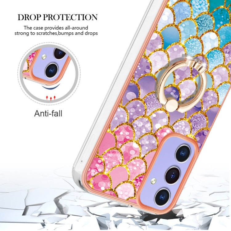 For Samsung Galaxy A16 5G Electroplating Pattern IMD TPU Shockproof Case with Rhinestone Ring Holder