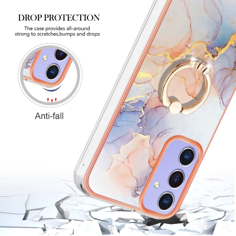 For Samsung Galaxy A16 5G Electroplating Pattern IMD TPU Shockproof Case with Rhinestone Ring Holder