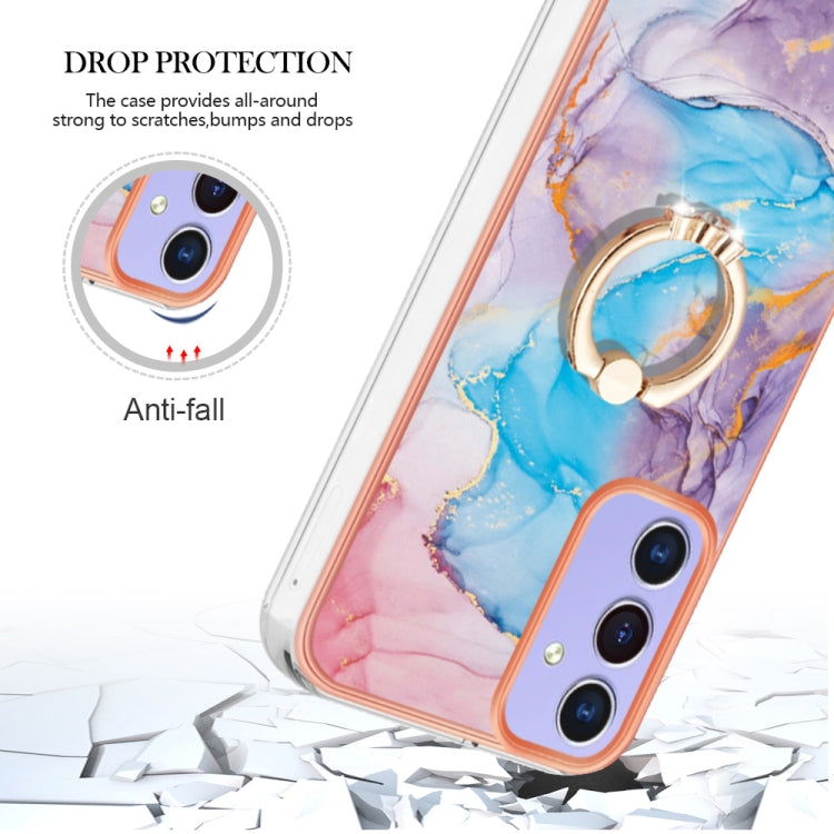 For Samsung Galaxy A16 5G Electroplating Pattern IMD TPU Shockproof Case with Rhinestone Ring Holder