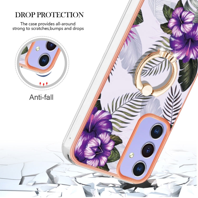 For Samsung Galaxy A16 5G Electroplating Pattern IMD TPU Shockproof Case with Rhinestone Ring Holder