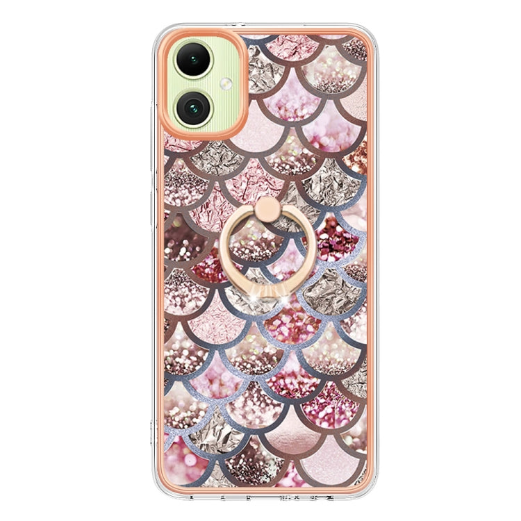 For Samsung Galaxy A06 4G Electroplating Pattern IMD TPU Shockproof Case with Rhinestone Ring Holder