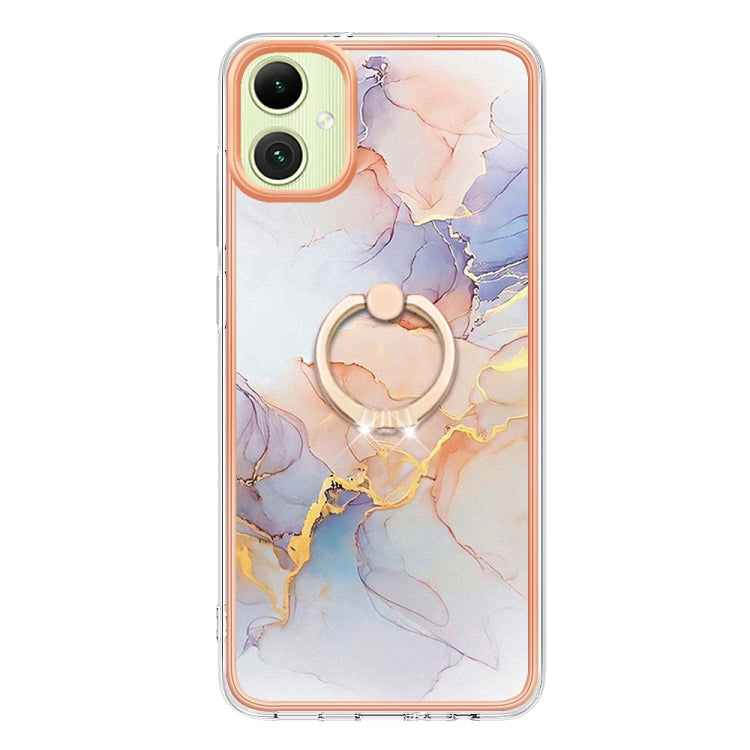 For Samsung Galaxy A06 4G Electroplating Pattern IMD TPU Shockproof Case with Rhinestone Ring Holder