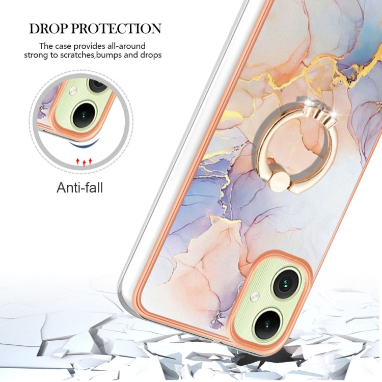 For Samsung Galaxy A06 4G Electroplating Pattern IMD TPU Shockproof Case with Rhinestone Ring Holder