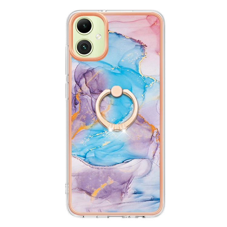 For Samsung Galaxy A06 4G Electroplating Pattern IMD TPU Shockproof Case with Rhinestone Ring Holder