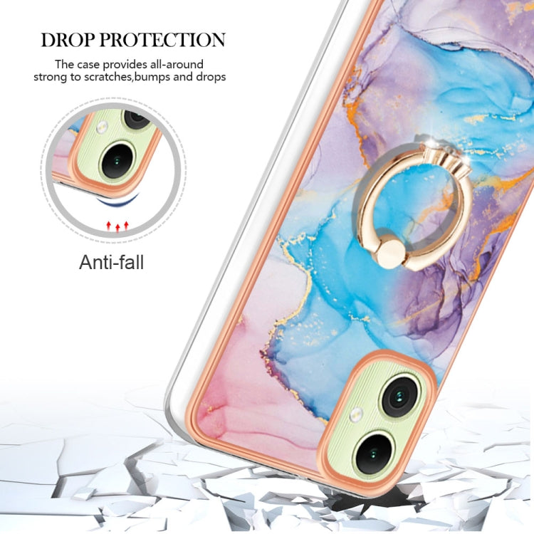 For Samsung Galaxy A06 4G Electroplating Pattern IMD TPU Shockproof Case with Rhinestone Ring Holder