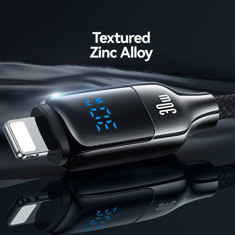 USAMS SJ741 30W USB-C / Type-C to 8 Pin Zinc Alloy Digital Display Fast Data Cable, Length: 1.2m