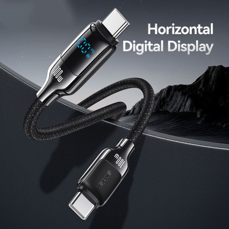 USAMS SJ742 100W USB-C / Type-C to USB-C / Type-C Zinc Alloy Digital Display Fast Data Cable, Length: 1.2m