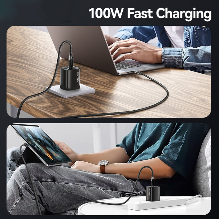 USAMS SJ742 100W USB-C / Type-C to USB-C / Type-C Zinc Alloy Digital Display Fast Data Cable, Length: 1.2m