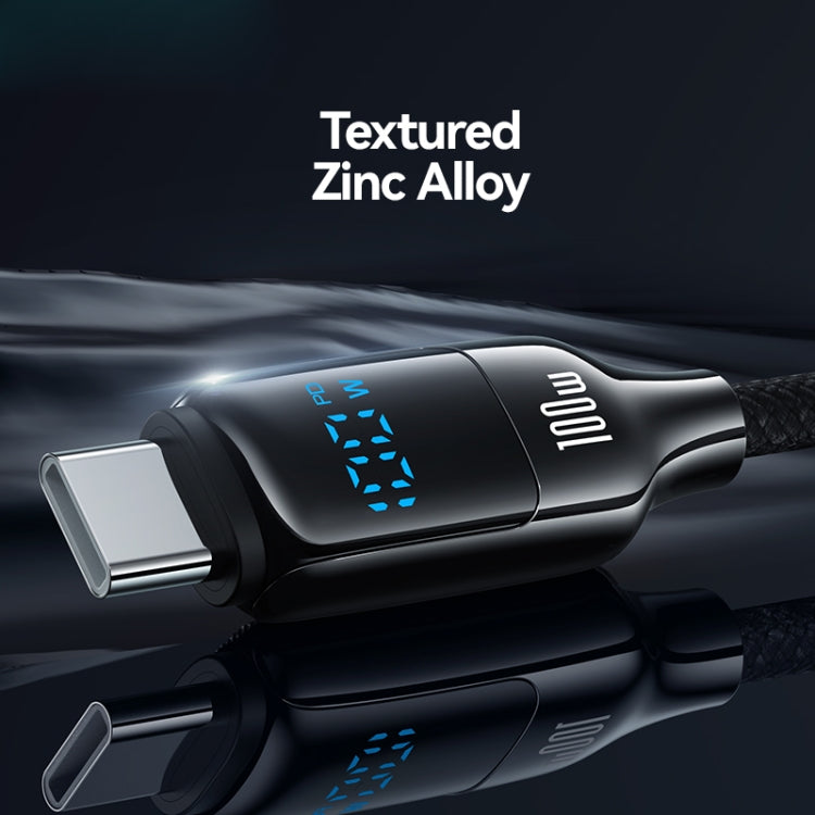 USAMS SJ742 100W USB-C / Type-C to USB-C / Type-C Zinc Alloy Digital Display Fast Data Cable, Length: 1.2m