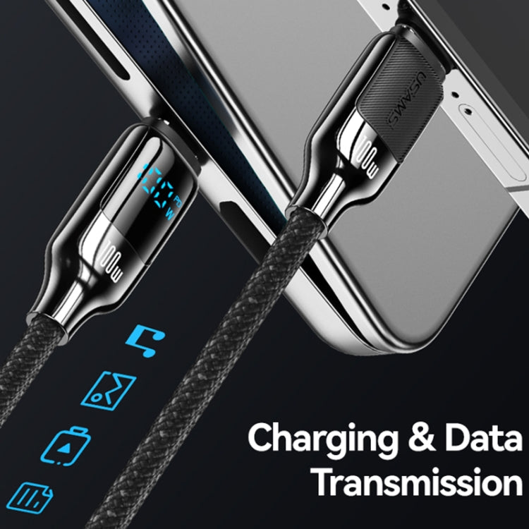 USAMS SJ742 100W USB-C / Type-C to USB-C / Type-C Zinc Alloy Digital Display Fast Data Cable, Length: 1.2m