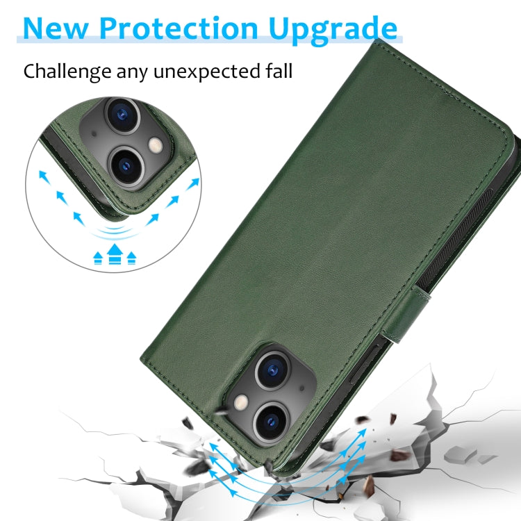 For iPhone 14 Calf Texture 2 in 1 Detachable Magnetic Back Cover Leather Case