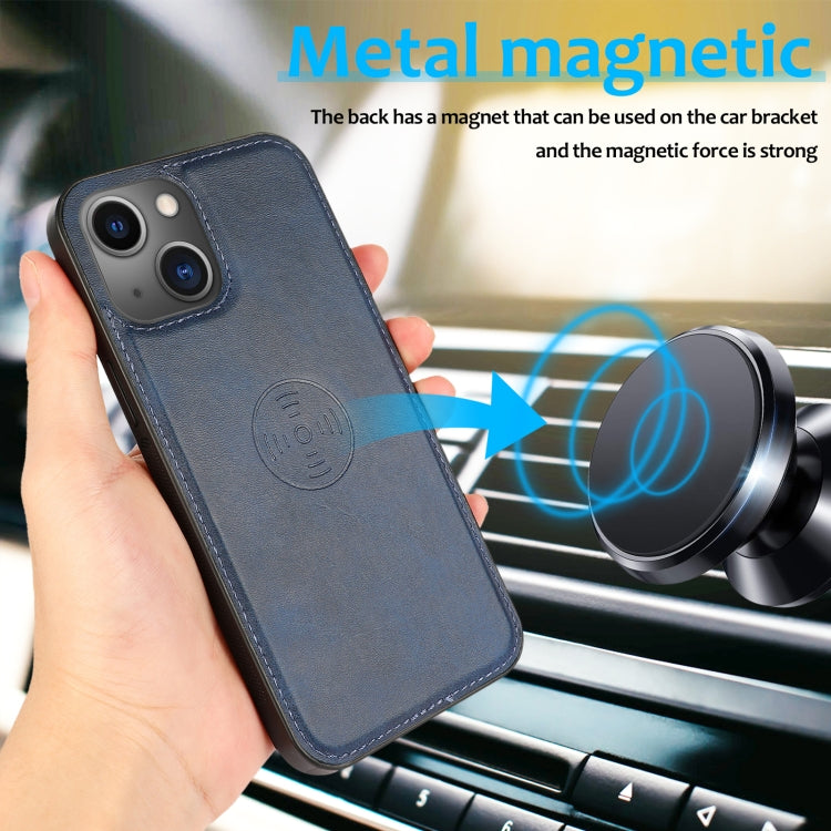 For iPhone 14 Plus Calf Texture 2 in 1 Detachable Magnetic Back Cover Leather Case