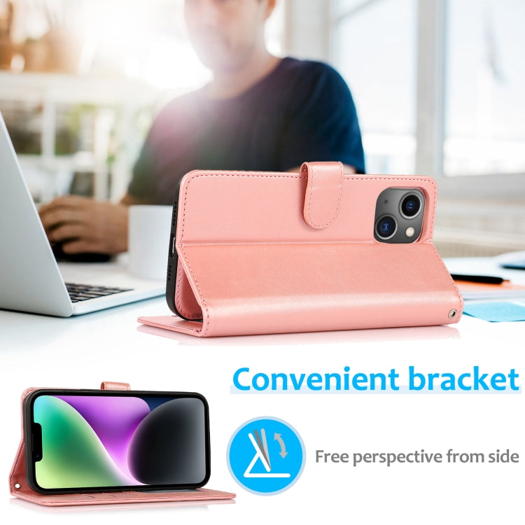 For iPhone 14 Plus Calf Texture 2 in 1 Detachable Magnetic Back Cover Leather Case