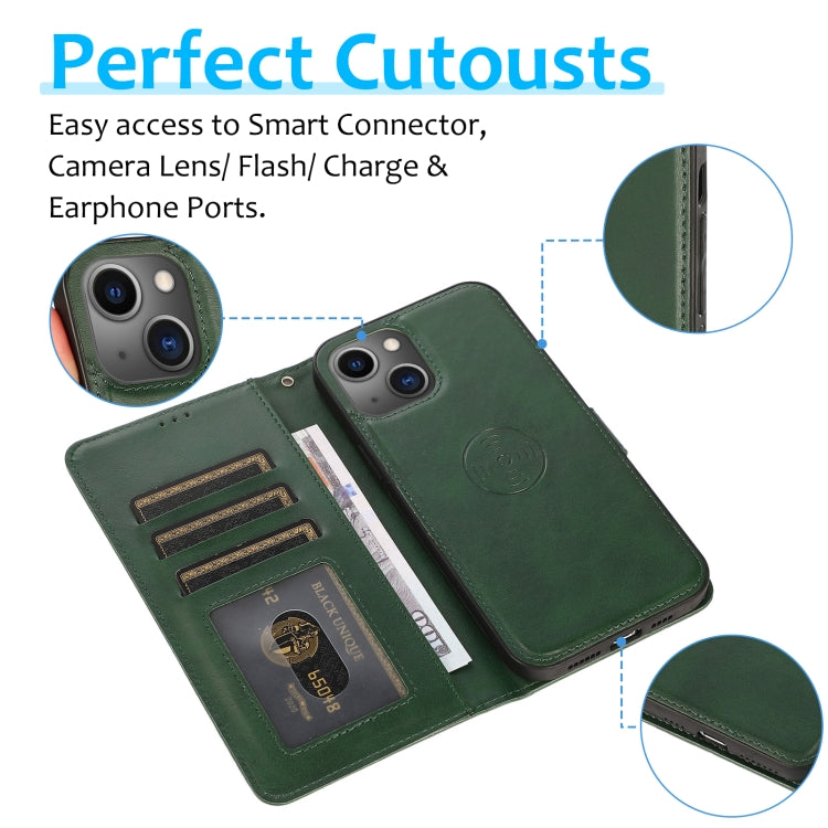 For iPhone 14 Plus Calf Texture 2 in 1 Detachable Magnetic Back Cover Leather Case