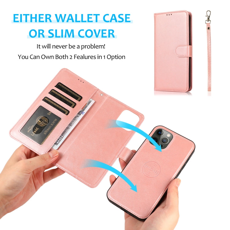 For iPhone 14 Pro Calf Texture 2 in 1 Detachable Magnetic Back Cover Leather Case