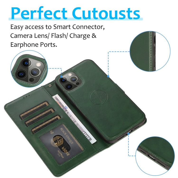 For iPhone 14 Pro Calf Texture 2 in 1 Detachable Magnetic Back Cover Leather Case
