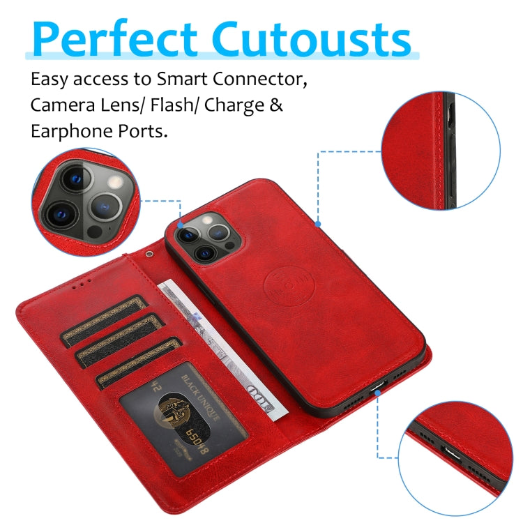 For iPhone 14 Pro Max Calf Texture 2 in 1 Detachable Magnetic Back Cover Leather Case