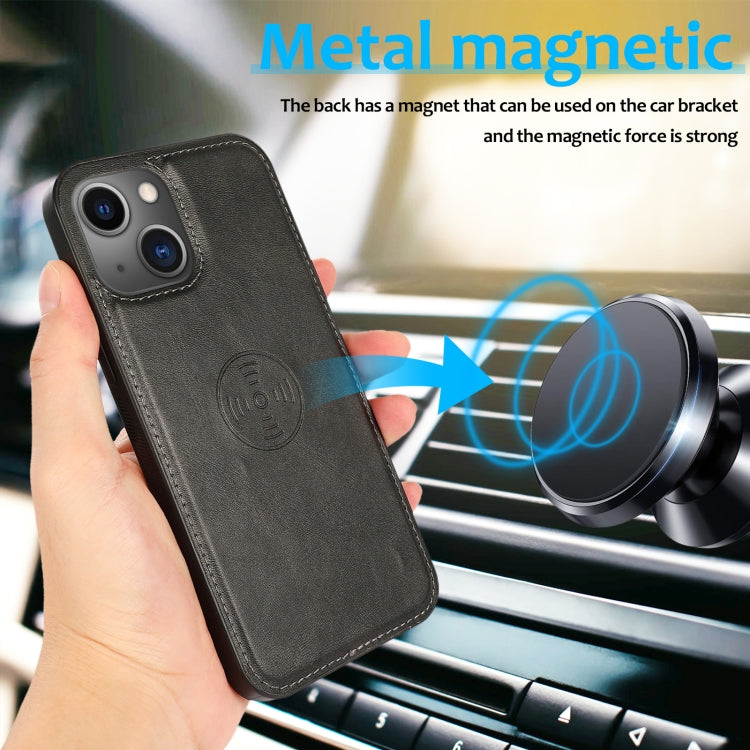 For iPhone 15 Calf Texture 2 in 1 Detachable Magnetic Back Cover Leather Case