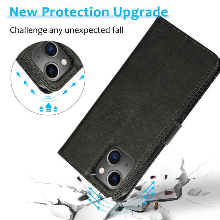 For iPhone 15 Calf Texture 2 in 1 Detachable Magnetic Back Cover Leather Case