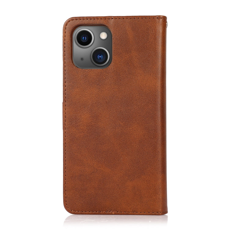 For iPhone 15 Calf Texture 2 in 1 Detachable Magnetic Back Cover Leather Case
