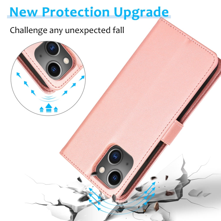 For iPhone 15 Calf Texture 2 in 1 Detachable Magnetic Back Cover Leather Case