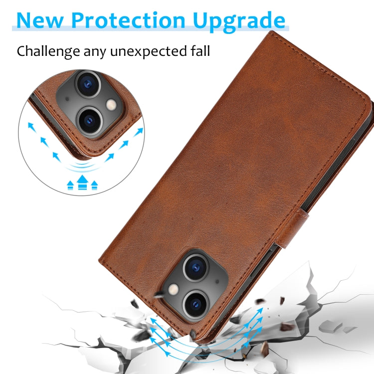 For iPhone 15 Plus Calf Texture 2 in 1 Detachable Magnetic Back Cover Leather Case