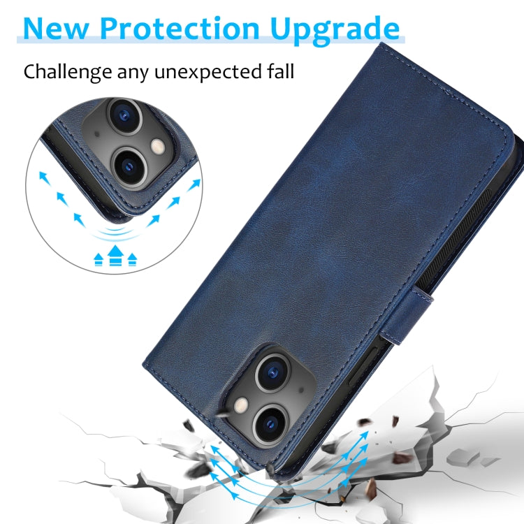 For iPhone 15 Plus Calf Texture 2 in 1 Detachable Magnetic Back Cover Leather Case