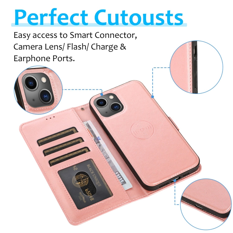 For iPhone 15 Plus Calf Texture 2 in 1 Detachable Magnetic Back Cover Leather Case