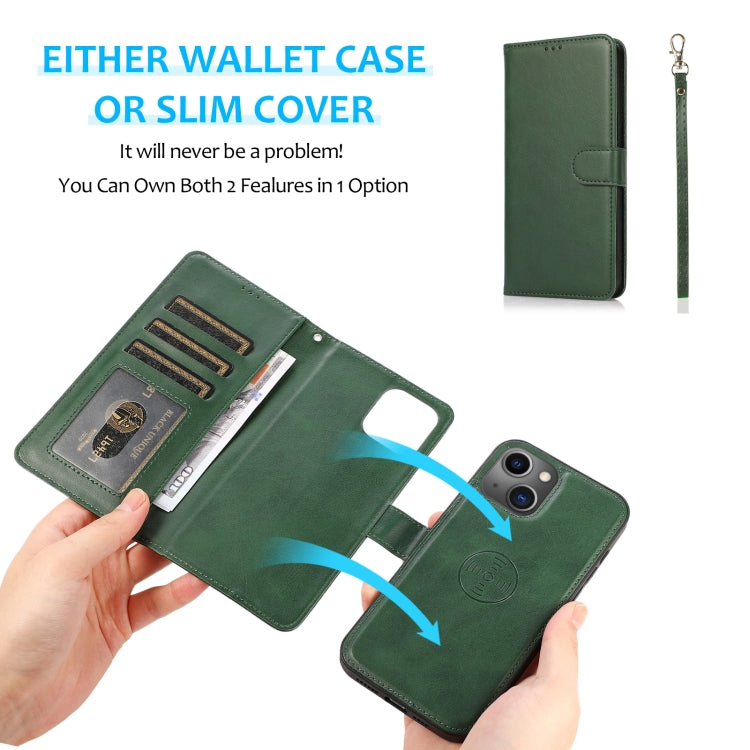 For iPhone 15 Plus Calf Texture 2 in 1 Detachable Magnetic Back Cover Leather Case