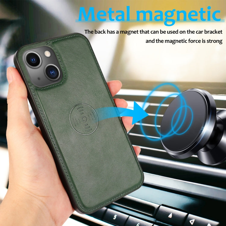 For iPhone 15 Plus Calf Texture 2 in 1 Detachable Magnetic Back Cover Leather Case