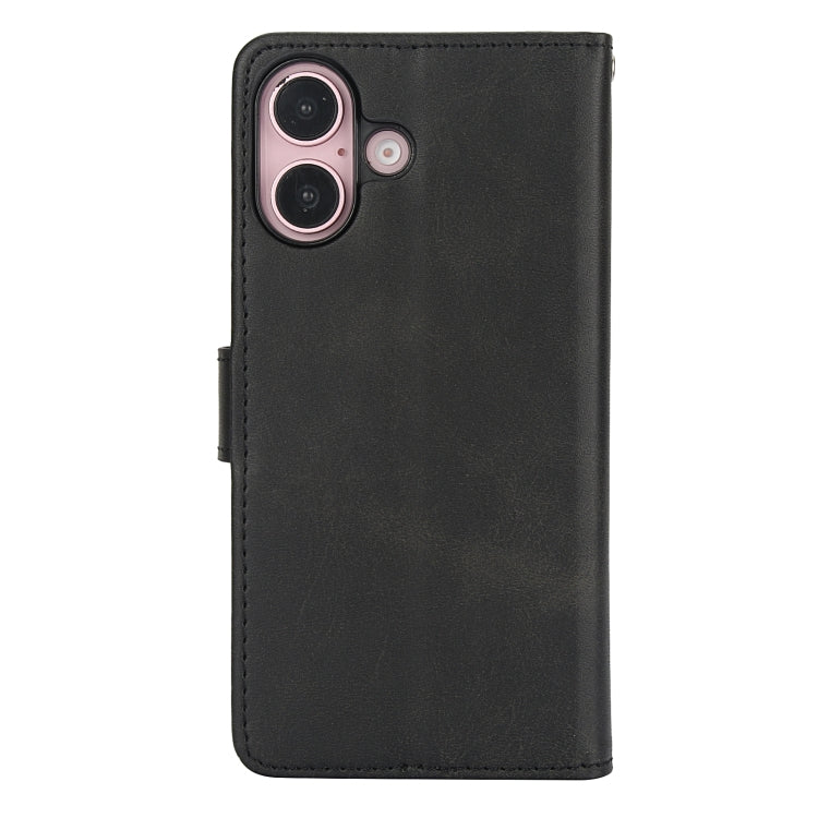 For iPhone 16 Calf Texture 2 in 1 Detachable Magnetic Back Cover Leather Case