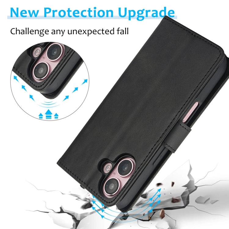 For iPhone 16 Calf Texture 2 in 1 Detachable Magnetic Back Cover Leather Case