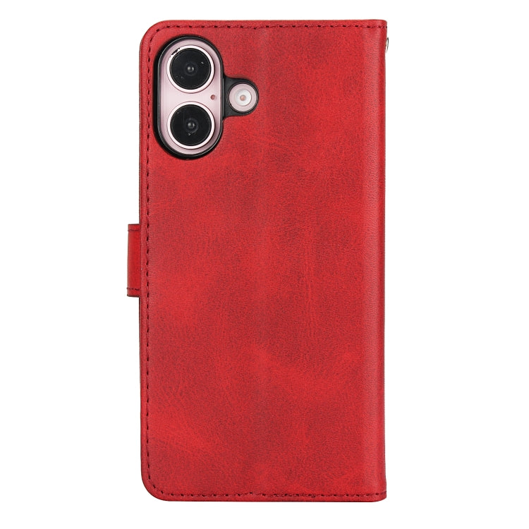 For iPhone 16 Calf Texture 2 in 1 Detachable Magnetic Back Cover Leather Case