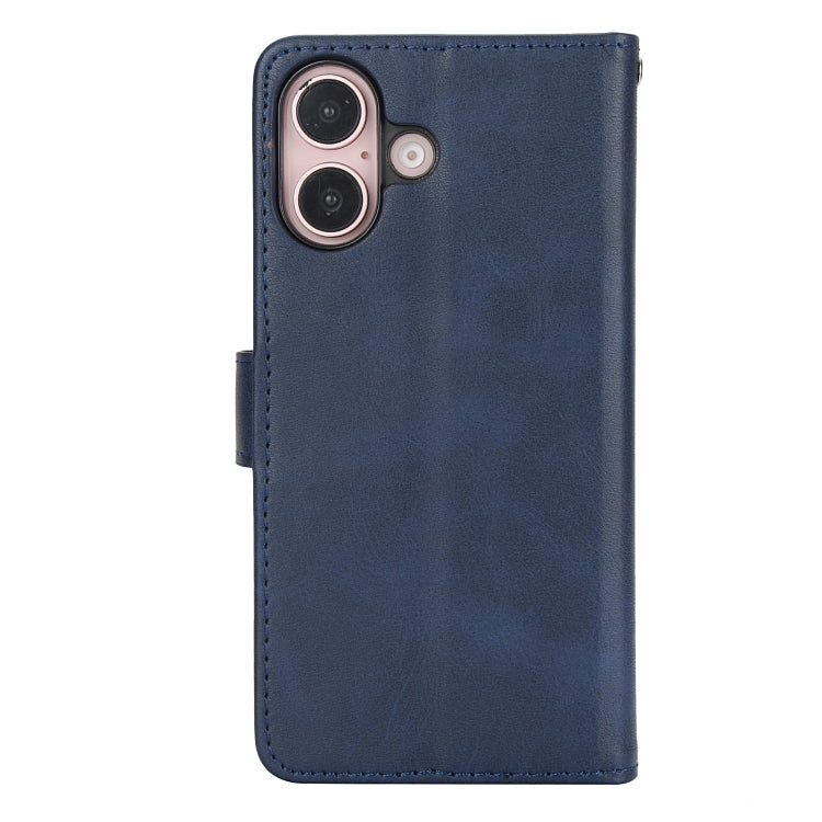 For iPhone 16 Calf Texture 2 in 1 Detachable Magnetic Back Cover Leather Case