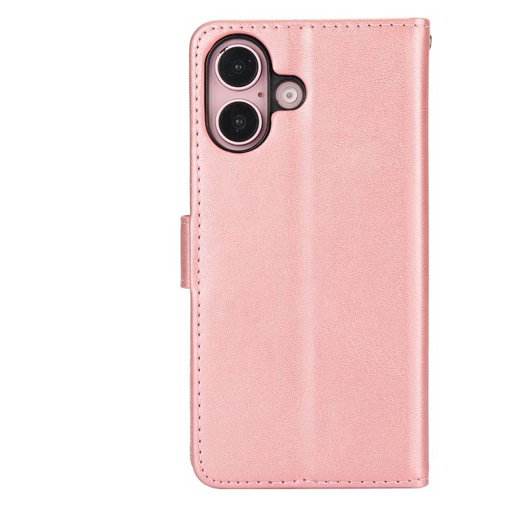 For iPhone 16 Calf Texture 2 in 1 Detachable Magnetic Back Cover Leather Case