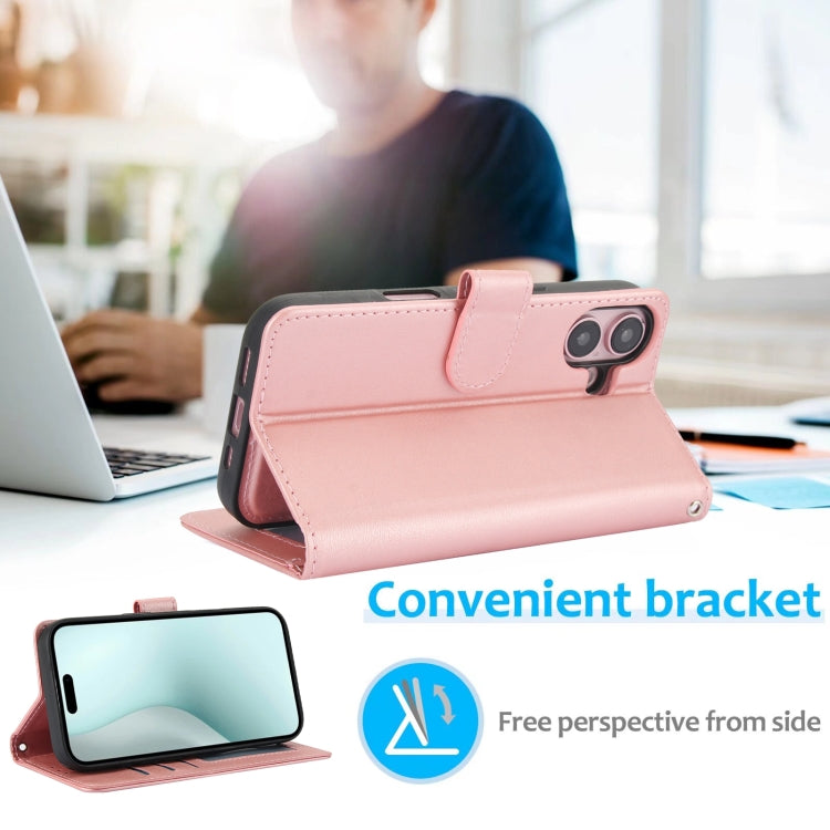 For iPhone 16 Calf Texture 2 in 1 Detachable Magnetic Back Cover Leather Case