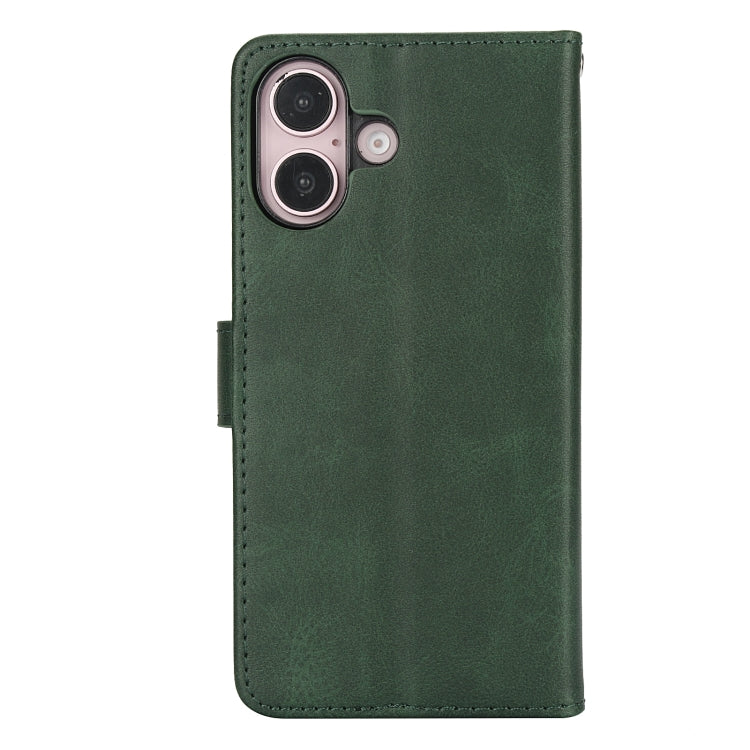 For iPhone 16 Calf Texture 2 in 1 Detachable Magnetic Back Cover Leather Case