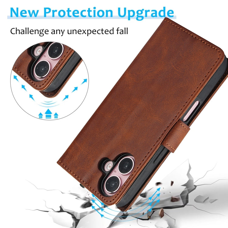 For iPhone 16 Plus Calf Texture 2 in 1 Detachable Magnetic Back Cover Leather Case