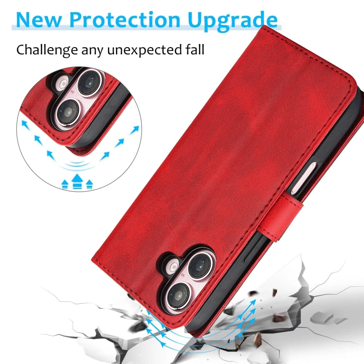 For iPhone 16 Plus Calf Texture 2 in 1 Detachable Magnetic Back Cover Leather Case