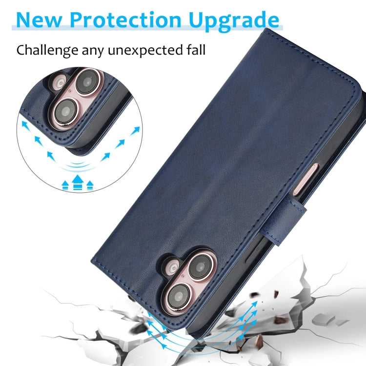 For iPhone 16 Plus Calf Texture 2 in 1 Detachable Magnetic Back Cover Leather Case
